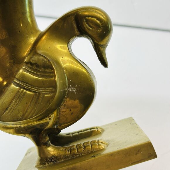 Vintage Brass Bird Vase Bookend Home Decor 6.25X4" - Picture 5 of 6
